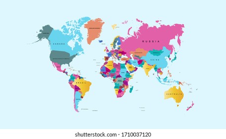 World map color vector modern