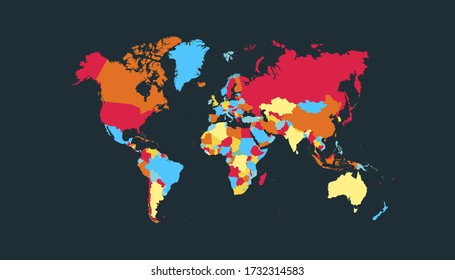 World map color vector modern