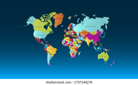 Mapa mundial, vector de color moderno.