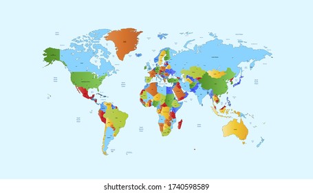 World map, color, vector, modern map.