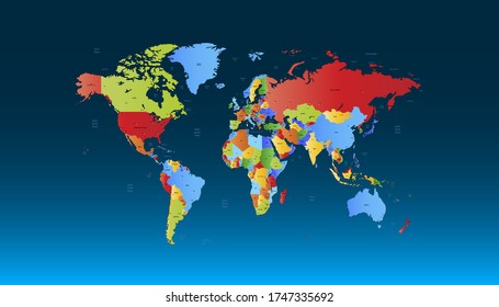 World map color vector modern