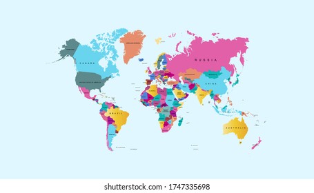 Color World Map Vector Modern Stock Vector (Royalty Free) 1496161112 ...