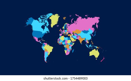 World map color vector modern