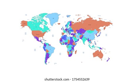 Mapa mundial. mapa moderno de vector de color