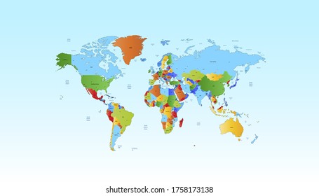 World map color vector modern