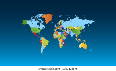 World map color vector modern