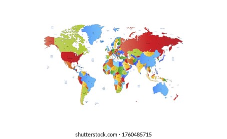 World map color vector modern