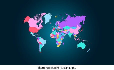 World map color vector modern