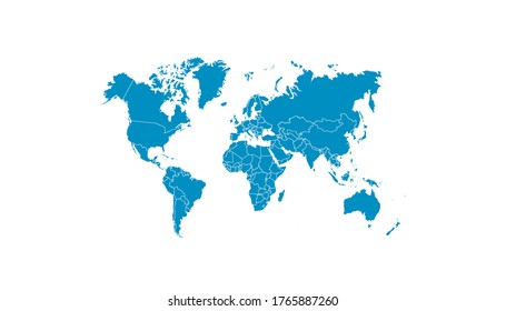 World map, color vector modern map.