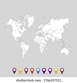 World map color vector modern