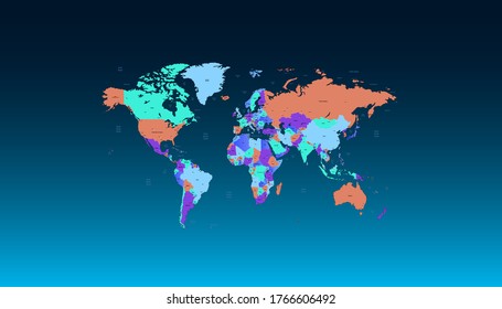 World map color vector modern