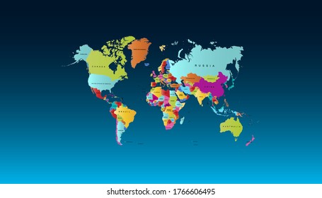 World map color vector modern