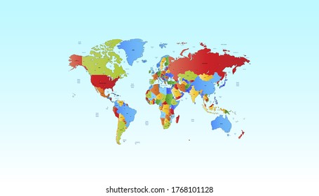 Mapa mundial. mapa moderno del vector de color.