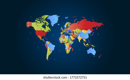 World map color vector modern.