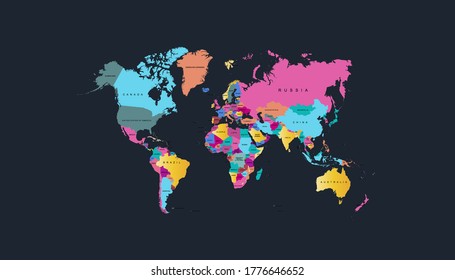 World map color vector modern.