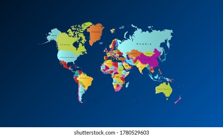 World map color vector modern.