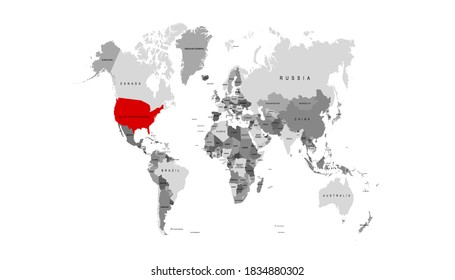 Mapa mundial, vector de color moderno.