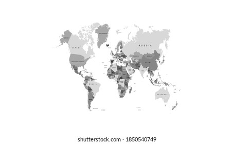 World map color vector modern. Grey map