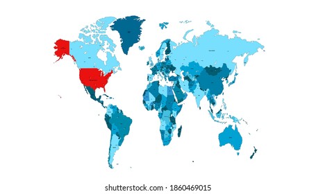 World map color vector modern.