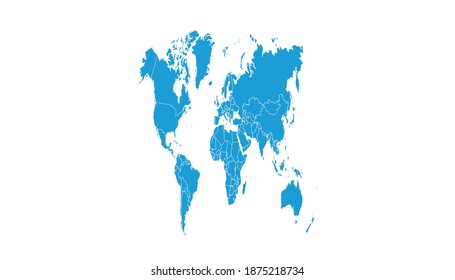 World map color vector modern. blue map