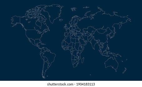 World map color vector modern. Silhouette map.