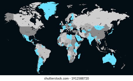 World map color vector modern. Silhouette map.