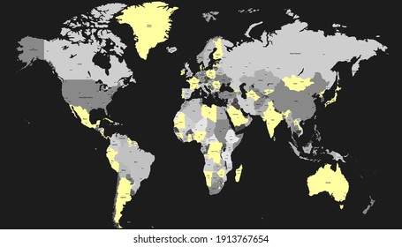 El vector de color del mapa mundial es moderno. Mapa de silueta.