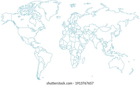 World map color vector modern. Silhouette map.