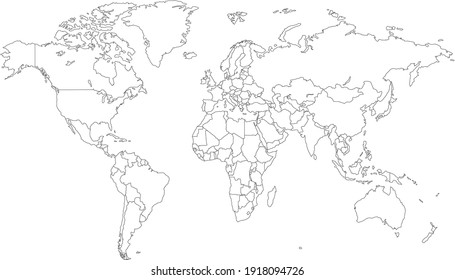 World map color vector modern. Silhouette map.