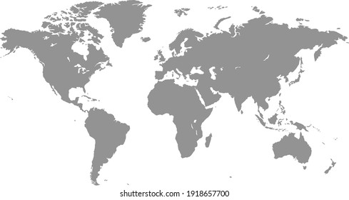 World map color vector modern. Silhouette map. - Shutterstock ID 1918657700