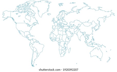 World map color vector modern. Silhouette map.