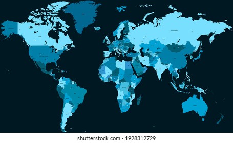 World map color vector modern. Silhouette map.