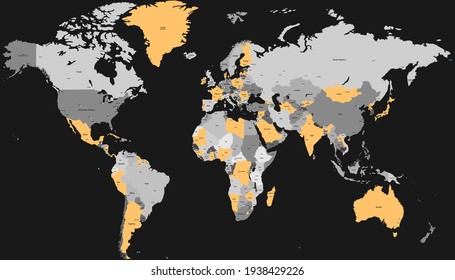 World map color vector modern. Silhouette map.