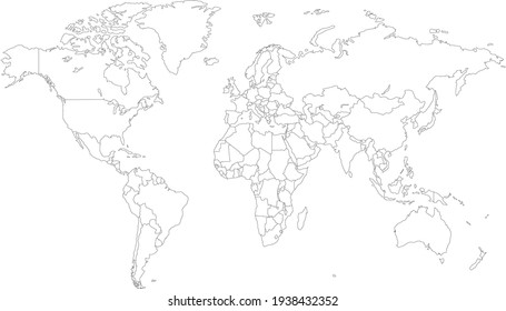 World map color vector modern. Silhouette map.