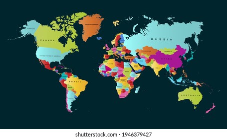 World map color vector modern. Silhouette map.