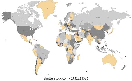 World map. Color vector modern. Silhouette map.