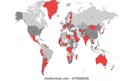 World map. Color vector modern. Silhouette map.