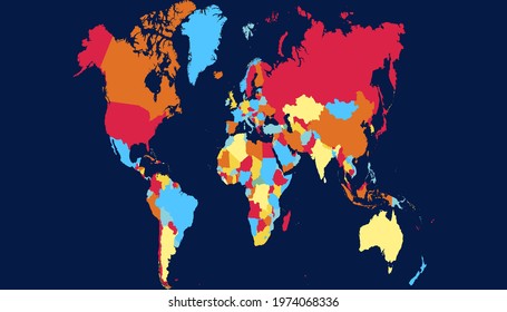 World map. Color vector modern. Silhouette map.