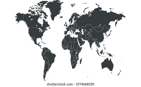 World map. Color vector modern. Silhouette map.