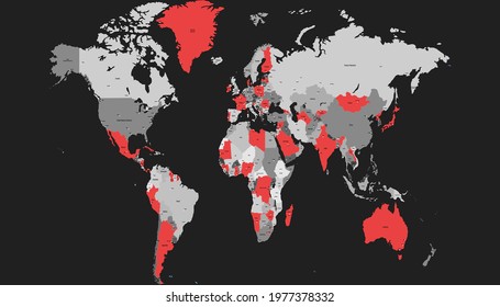 World map. Color vector modern. Silhouette map.
