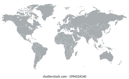Mapa mundial. Vector de color moderno. Mapa de silueta.