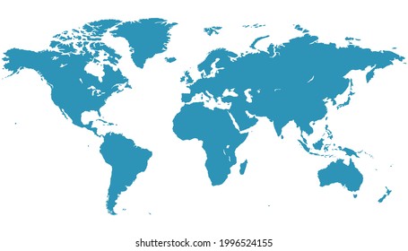 World map. Color vector modern. Silhouette map.
