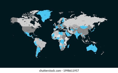 World map. Color vector modern. Silhouette map.