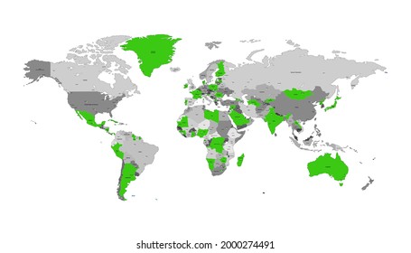 World map. Color vector modern. Silhouette