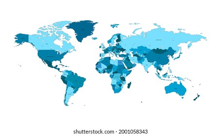 World map. Color vector modern. Silhouette map.