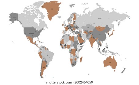 Mapa mundial. Vector de color moderno. Mapa de silueta.