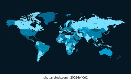 World map. Color vector modern. Silhouette map.