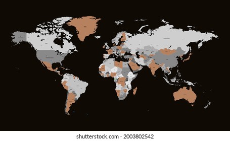 World map. Color vector modern. Silhouette