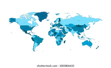 World map. Color vector modern. Silhouette map.