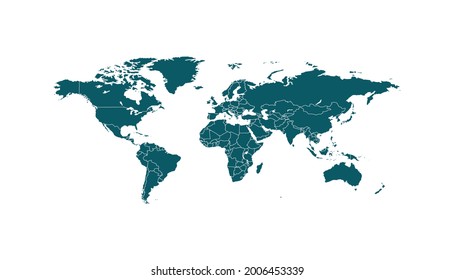 Mapa mundial. Vector de color moderno. Mapa de silueta.